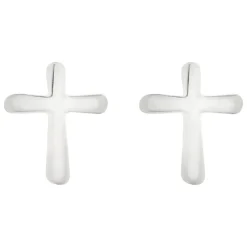 Sterling Silver Polished Cross Stud Earrings