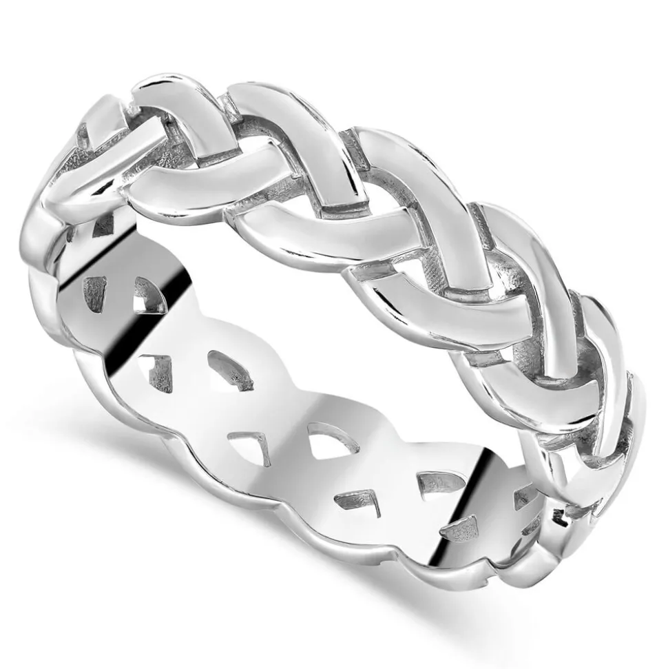 Sterling Silver Polished Woven Celtic Knot Men's Ring
