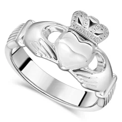 Sterling Silver Puffed Heart Ladies Extra Heavy Claddagh Ring