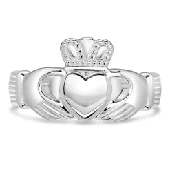 Sterling Silver Puffed Heart Ladies Extra Heavy Claddagh Ring