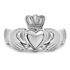 Sterling Silver Puffed Heart Gents Extra Heavy Claddagh Ring