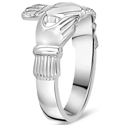 Sterling Silver Puffed Heart Ladies Extra Heavy Claddagh Ring