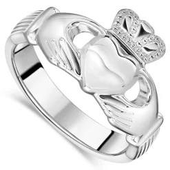 Sterling Silver Puffed Heart Ladies Extra Heavy Claddagh Ring