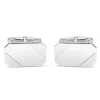Sterling Silver Rectangle Lined Cufflinks