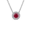 Sterling Silver Red Centre Stone & Cubic Zirconia Halo Pendant