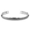 Sterling Silver Rhodium Plated 7.2mm Mens Twist Cuff Bangle
