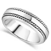 Sterling Silver Rhodium Plated 7mm Double-Twist Men's Ring