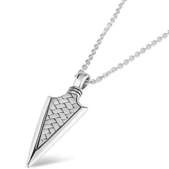 Sterling Silver Rhodium Plated Braided Arrow Mens Necklace