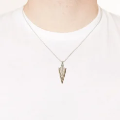 Sterling Silver Rhodium Plated Braided Arrow Mens Necklace