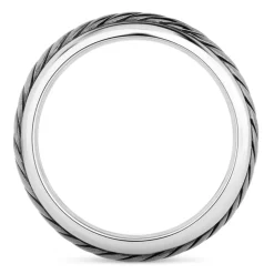 Sterling Silver Rhodium Plated 6.5mm Twist Men's Ring
