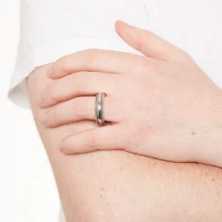 Sterling Silver Rhodium Plated 7mm Double-Twist Men's Ring