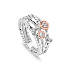Sterling Silver Rose Gold Plated Trinity Knot Bubble Ring