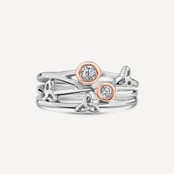 Sterling Silver Rose Gold Plated Trinity Knot Bubble Ring