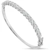 Sterling Silver Round Cubic Zirconia Claw Set Bangle