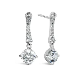 Sterling Silver Round Cubic Zirconia & Pav