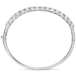 Sterling Silver Round Cubic Zirconia Claw Set Bangle