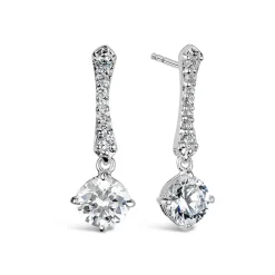 Sterling Silver Round Cubic Zirconia & Pav