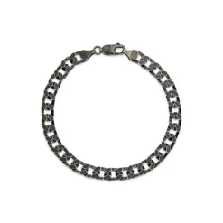Sterling Silver Ruthenium Plated Curbed Bracelet