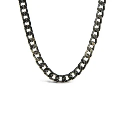 Sterling Silver Ruthenium Plated Curbed Necklet