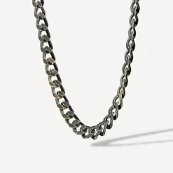 Sterling Silver Ruthenium Plated Curbed Necklet