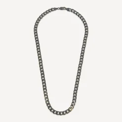 Sterling Silver Ruthenium Plated Curbed Necklet