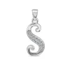 Sterling Silver Script Cubic Zirconia Initial S Pendant