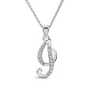 Sterling Silver Script Cubic Zirconia Initial I Pendant