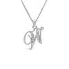 Sterling Silver Script Cubic Zirconia Initial W Pendant