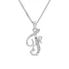 Sterling Silver Script Cubic Zirconia Initial F Pendant