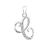 Sterling Silver Script Cubic Zirconia Initial C Pendant