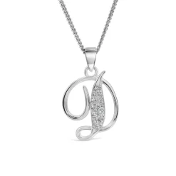 Sterling Silver Script Cubic Zirconia Initial D Pendant