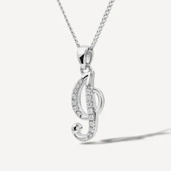 Sterling Silver Script Cubic Zirconia Initial I Pendant