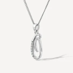 Sterling Silver Script Cubic Zirconia Initial O Pendant