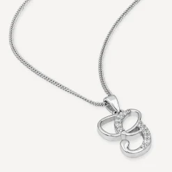 Sterling Silver Script Cubic Zirconia Initial G Pendant