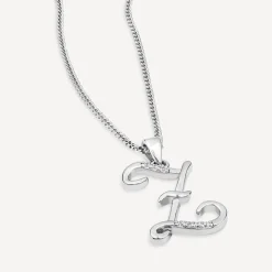 Sterling Silver Script Cubic Zirconia Initial Z Pendant