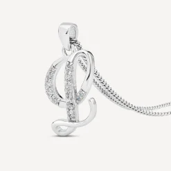 Sterling Silver Script Cubic Zirconia Initial L Pendant