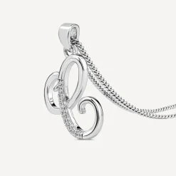 Sterling Silver Script Cubic Zirconia Initial C Pendant