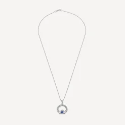 Sterling Silver September Birthstone Pave Cubic Zirconia Claddagh Pendant
