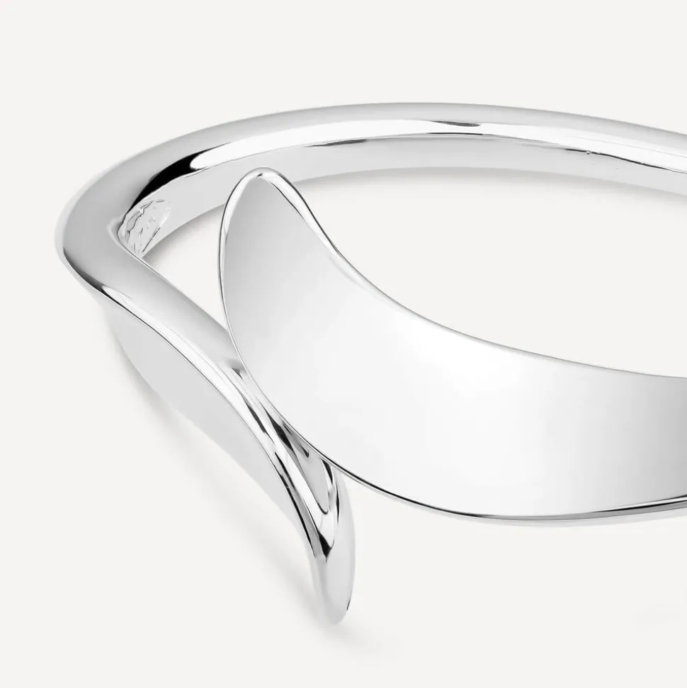 Sterling Silver Shiny Polished Curve Bangle