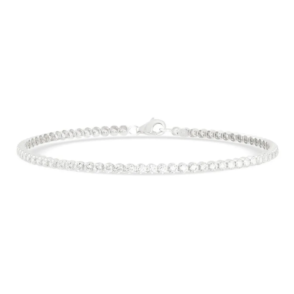 Sterling Silver Single Crystal Line Tennis Bracelet