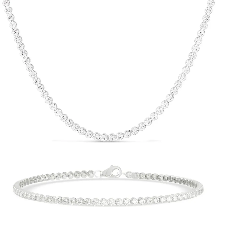Sterling Silver Single Crystal Line Tennis Bracelet