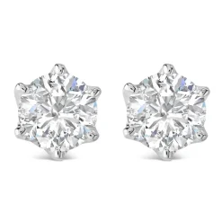 Sterling Silver Six Claw Cubic Zirconia 6mm Stud Earrings