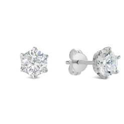 Sterling Silver Six Claw Cubic Zirconia 6mm Stud Earrings