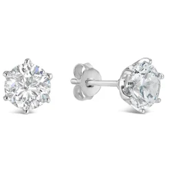 Sterling Silver Six Claw Cubic Zirconia 7mm Stud Earrings