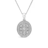 Sterling Silver Small Cubic Zirconia Antique Design Oval Locket Pendant