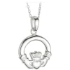 Sterling Silver Small Heavy Claddagh Pendant