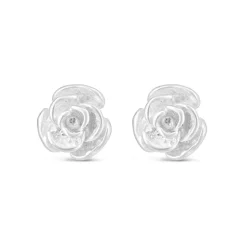 Sterling Silver Small Rose Stud Earrings