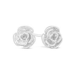 Sterling Silver Small Rose Stud Earrings