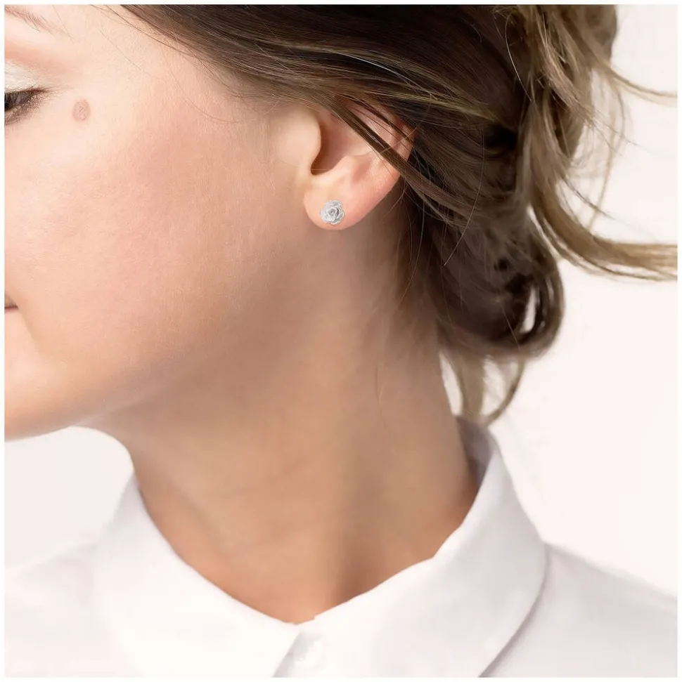 Sterling Silver Small Rose Stud Earrings