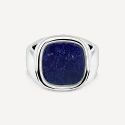Sterling Silver Square Blue Lapis Signet Ring